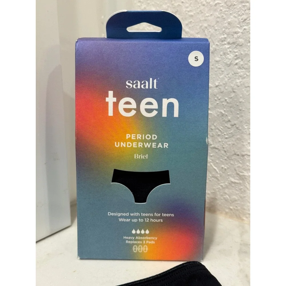 NEW Period Underwear Teen Small 9-10 Volcanic‎ Black Heavy Absorbency Brief (2)